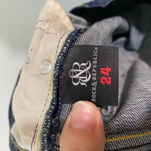 Vtg Y2K Rock & Republic Women's Low Rise Boot Cut Pocket Logo Jeans Size 24 - Picture 7 of 8